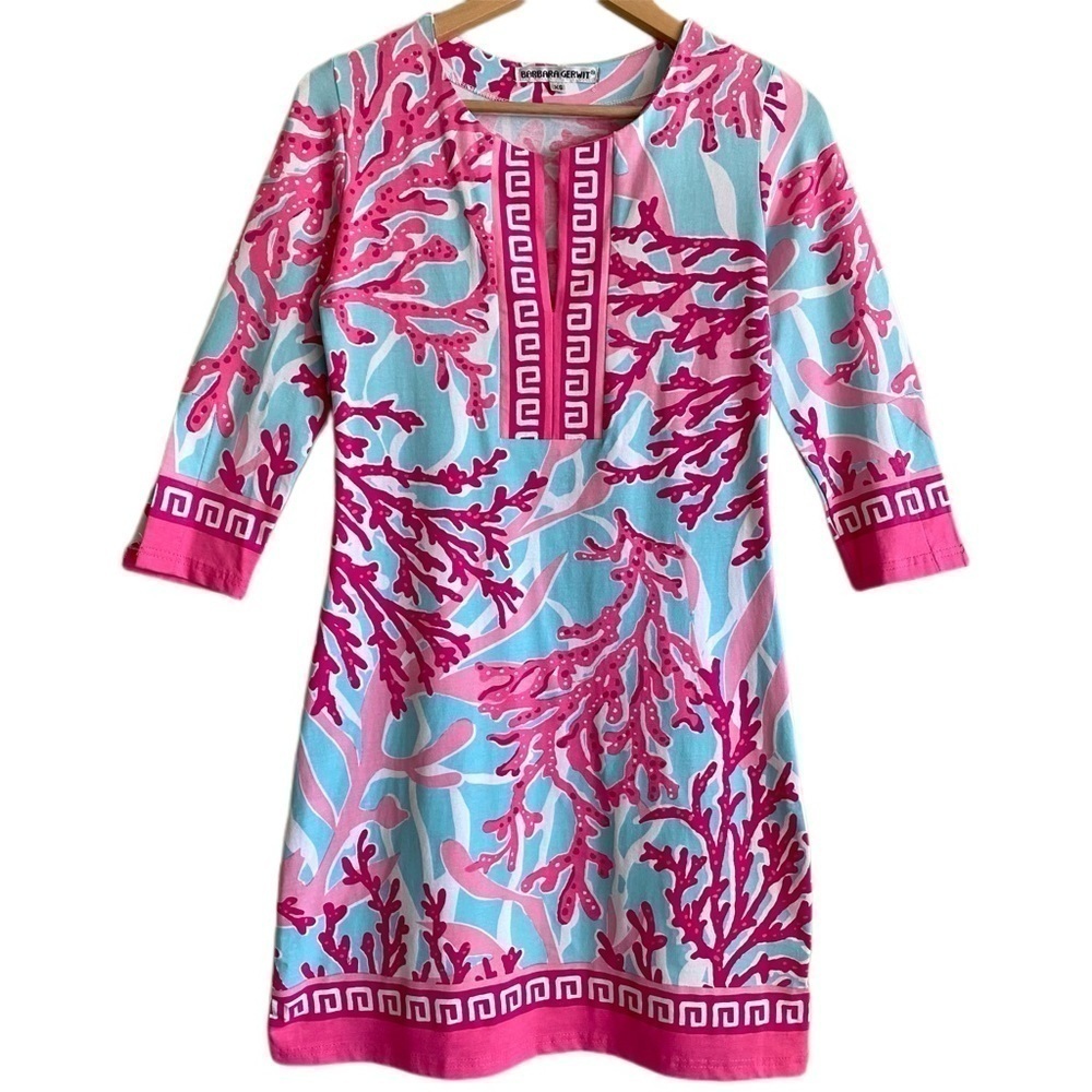 Womenโs Pink & Light Blue Printed Shift Dress by (Unknown)